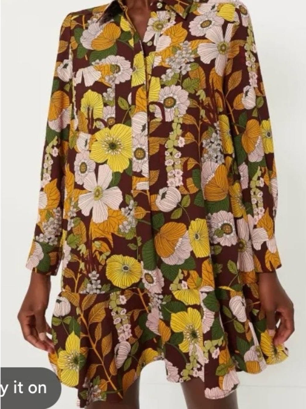 Tuckernuck retro floral long sleeve button down dress XS